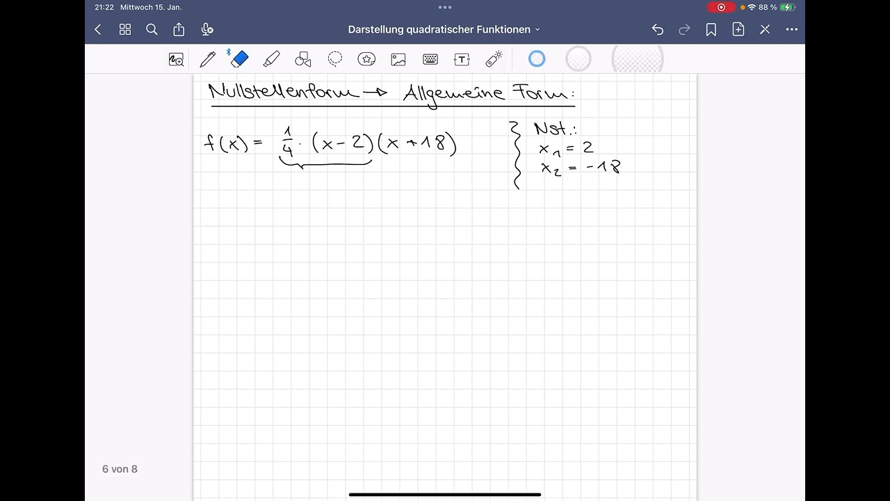Nullstellenform in Allgemeine Form