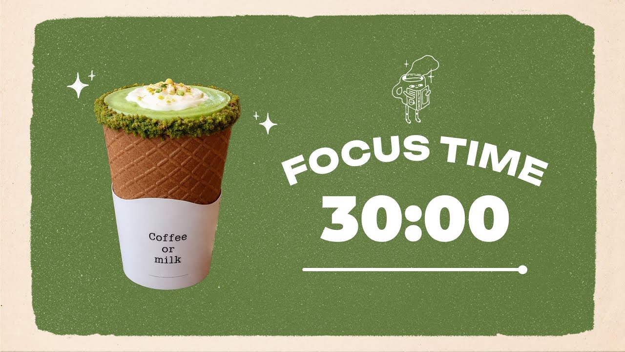 🍵 Study with Me | Matcha Latte Waffle cone | 30/10 Timer | Chill Lo-fi 🎶 | 4 Hour Focus Session