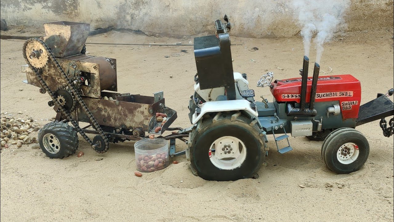 We made a machine science project for peeling peanuts || powerful tractor machine ||