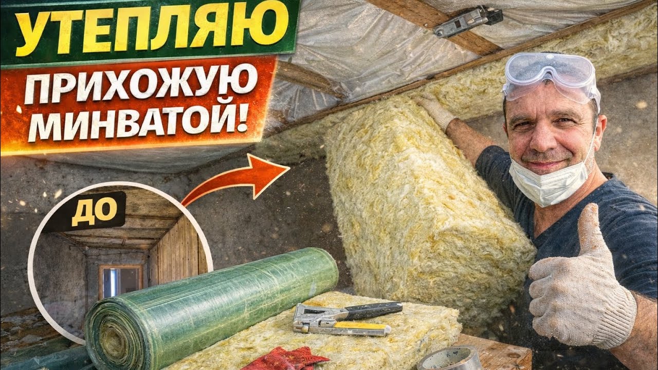 Снял старую вагонку и понял — без утепления никак! Утепляю прихожую сам.