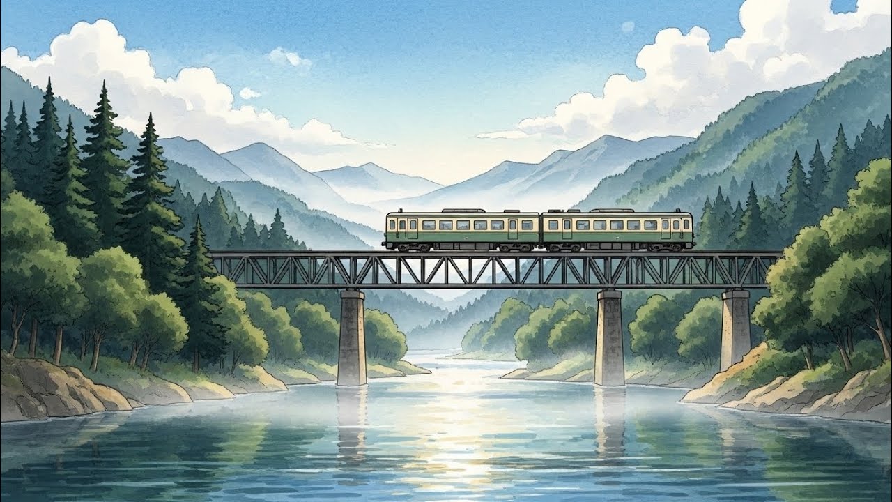 Slow Train Through the Mountains 🚞🌄 | Ghibli Inspired Relaxing ASMR (No Music)