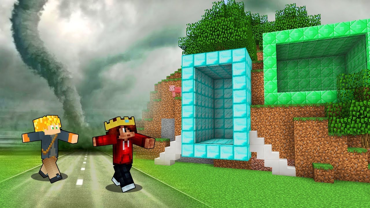 CONSTRUI UM ESCONDERIJO PARA SE PROTEGER DO TORNADO NO MINECRAFT