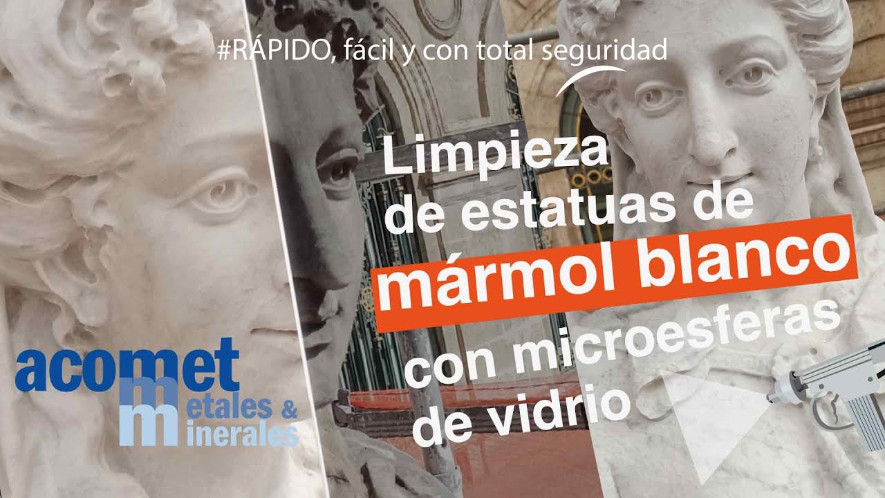 Limpieza 🟢 de estatuas  de mármol blanco ✅ con microesferas de vidrio. Rapidez y seguridad 100% 💚