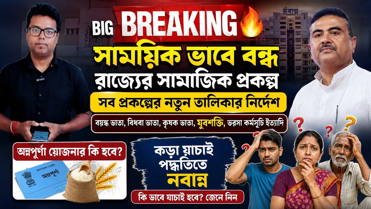 WB Social Welfare schemes 2026: Annapurna Yojana: Yuva Shakti: Bharosa Card: Bardhakya Bhata: Status
