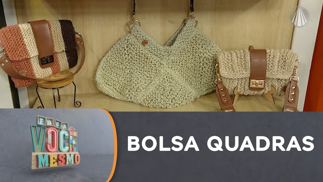 Bolsa Quadras em Knooking versátil e ideal para o dia a dia | Faça Você Mesmo
