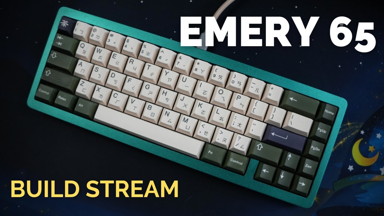 Rebuild: Emery 65 with prototype Ooolong switches, PC Plate, and Bakeneko 65 PCB!