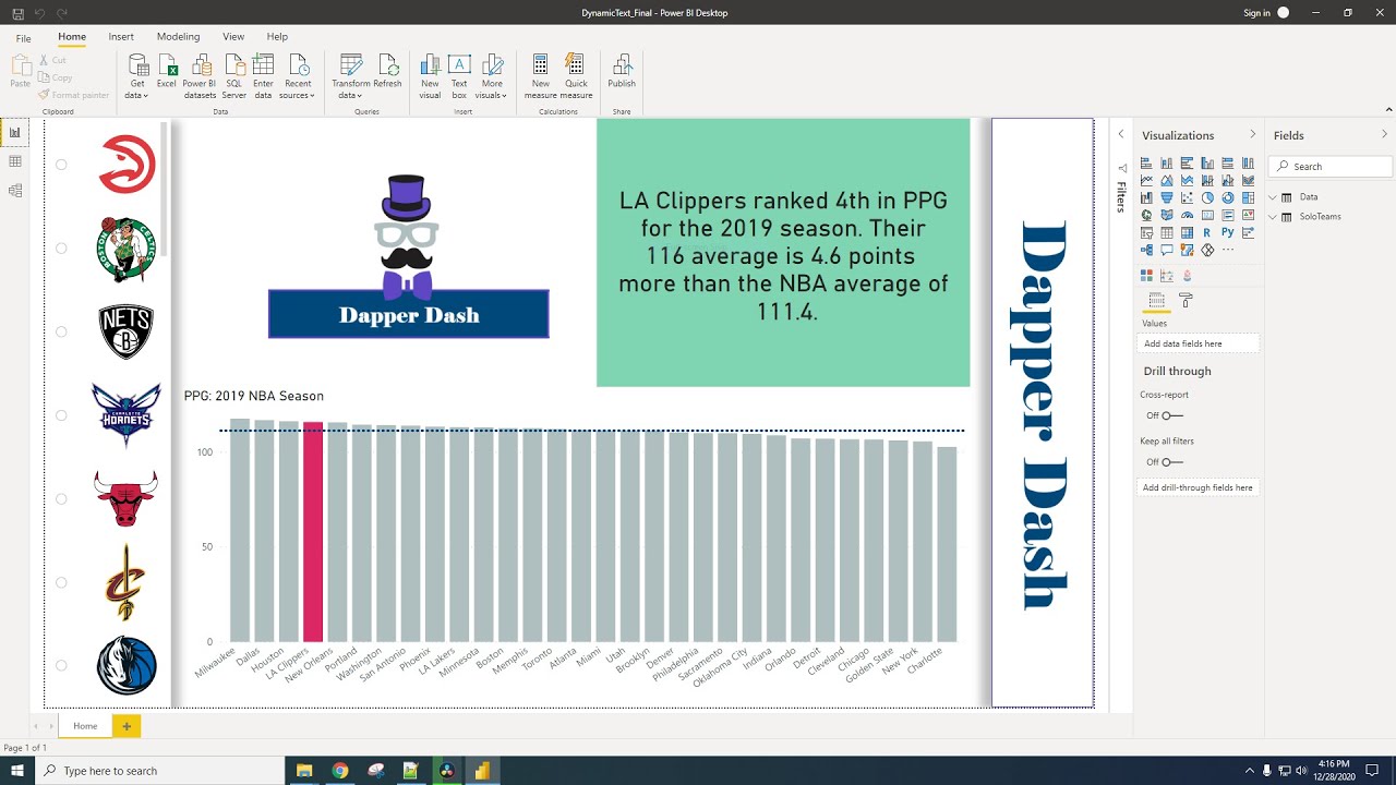 Power Bi : Creating a quick stats KPI card - Dynamic Text and Color