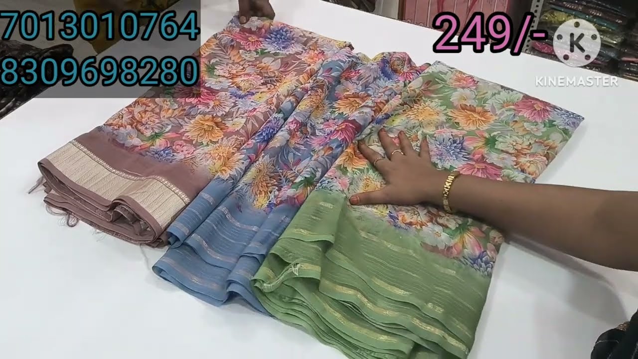 Restock Box item Georget full Sarees with small Damage price only 249/-