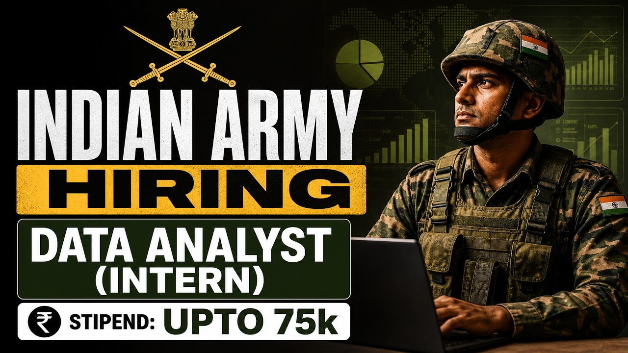 Indian Army Hiring Data Analyst Intern | Stipend up to 75k | By Ankur Sir