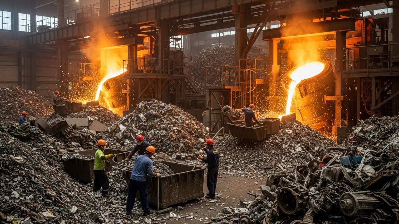 Amazing Scale! Process of Melting Scrap Metal And Mass Production of Manufacturing High Quality Reba