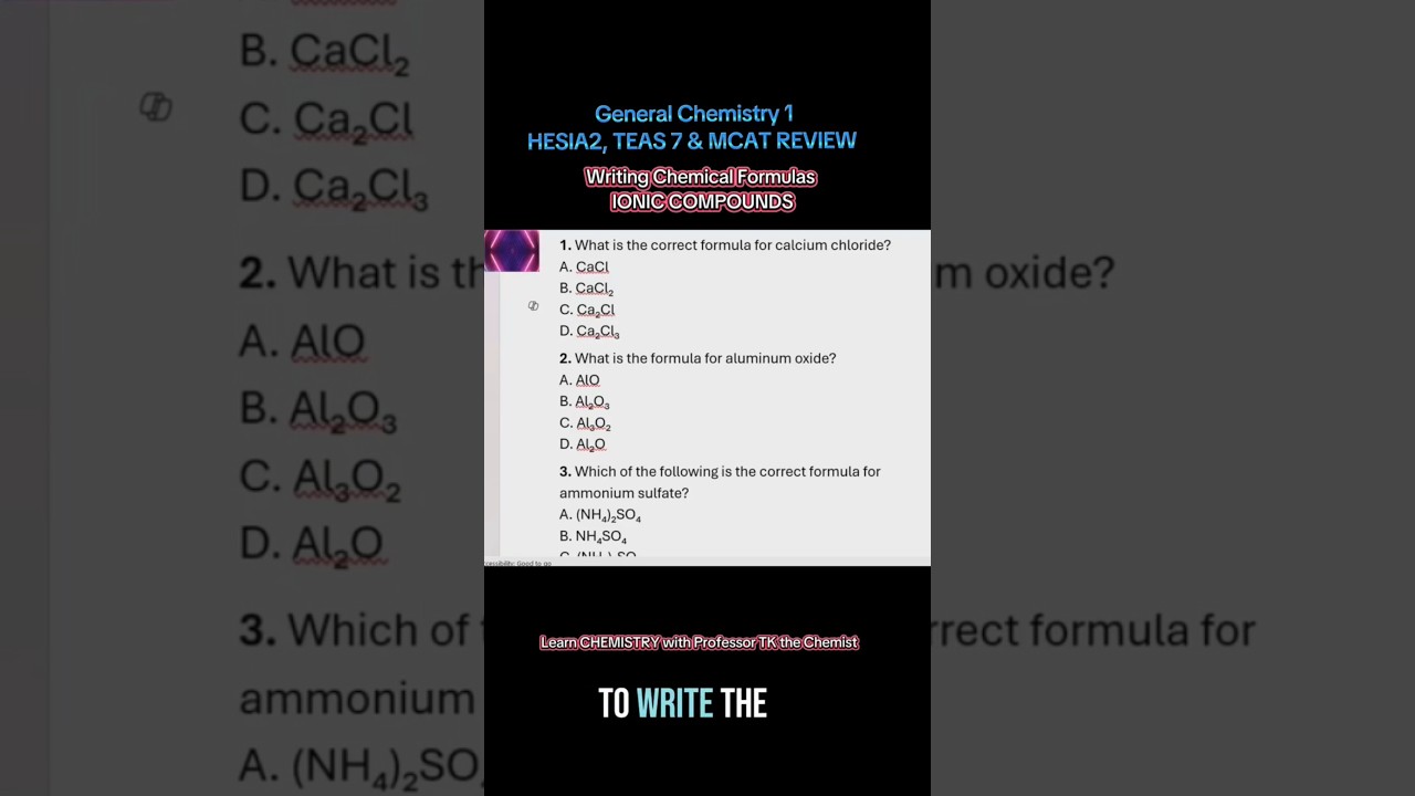 Writing Chemical Formulas #chemistry #generalchemistry #chemistrytutorials #apchem #honorschemistry