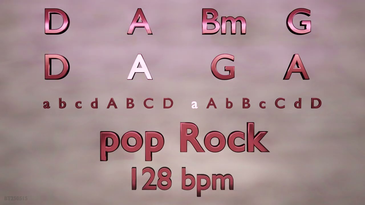 Backing Track in D Major - D A Bm G D A G A - Pop Rock - 128 bpm
