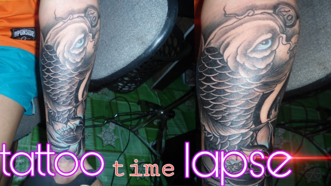 Tattoo time lapse.. koi fish tattoo... first time.