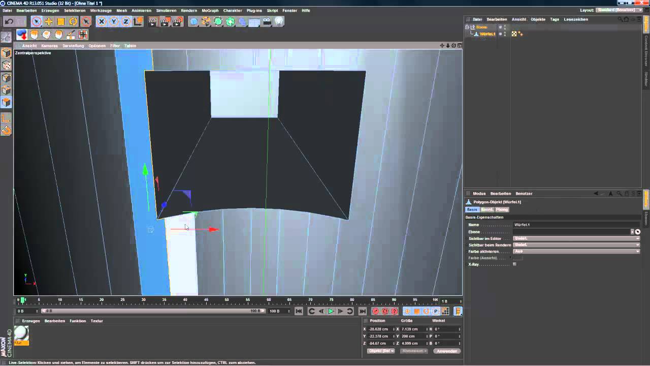 Cinema 4d Tutorial German - Modelling: Objekte Verbinden mit Boolen