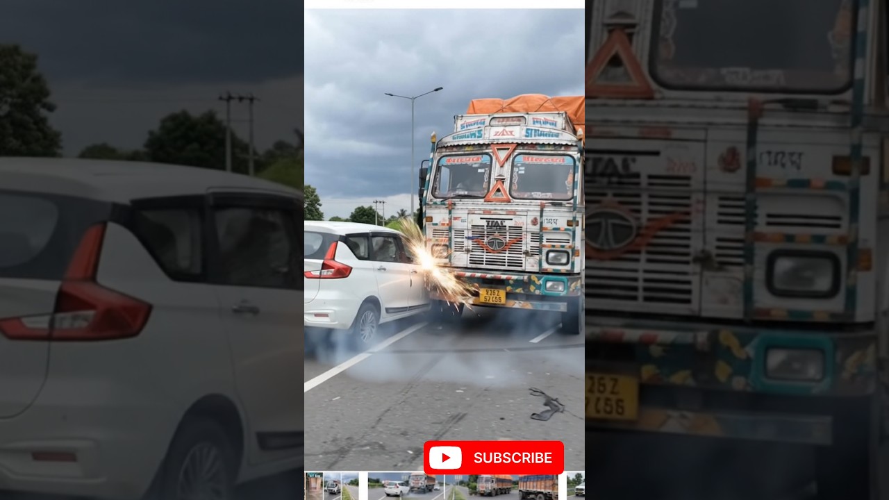 Shocking Car vs Heavy Truck Collision on Highway! Dangerous Road Accident Caught on Camera #Shorts
