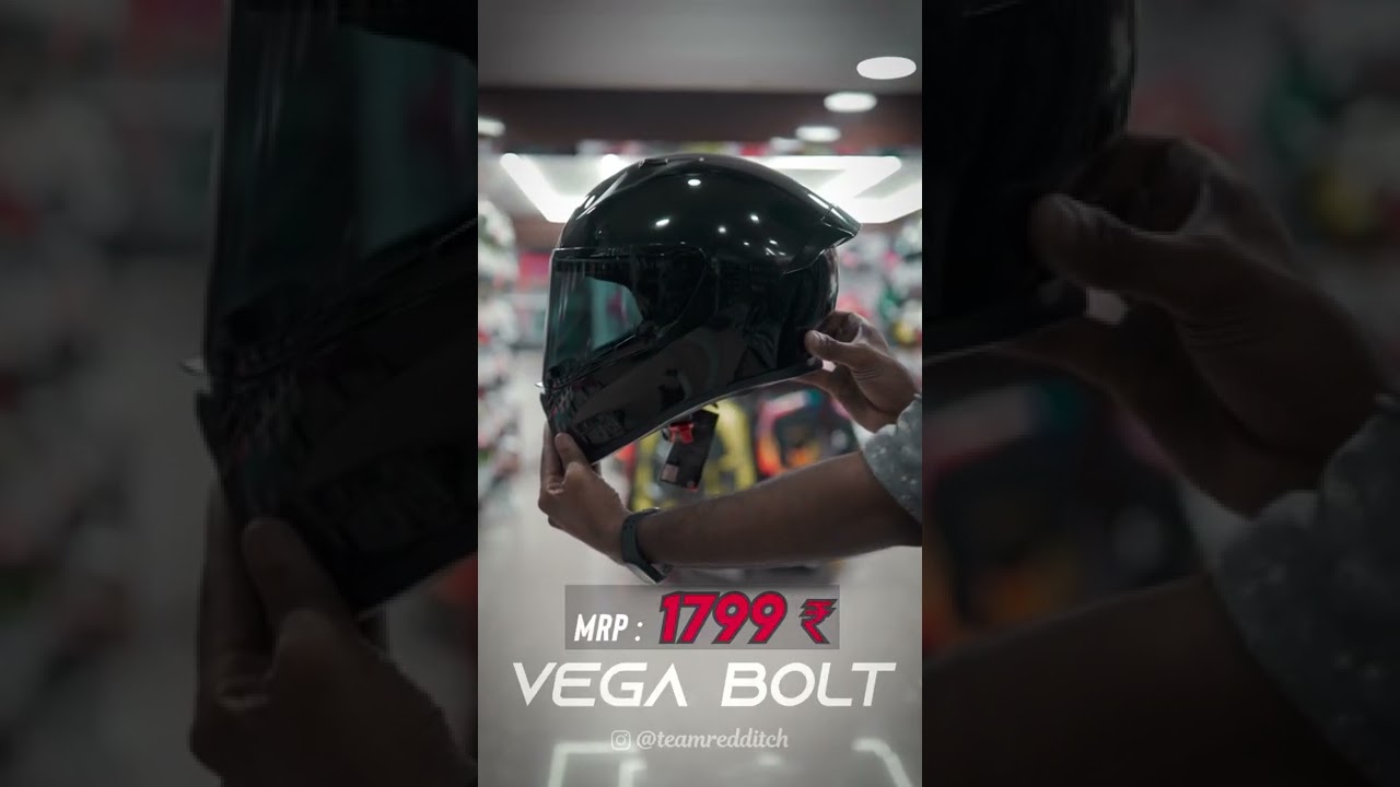 Vega Bolt Black | Full Black Helmet | Black Visor