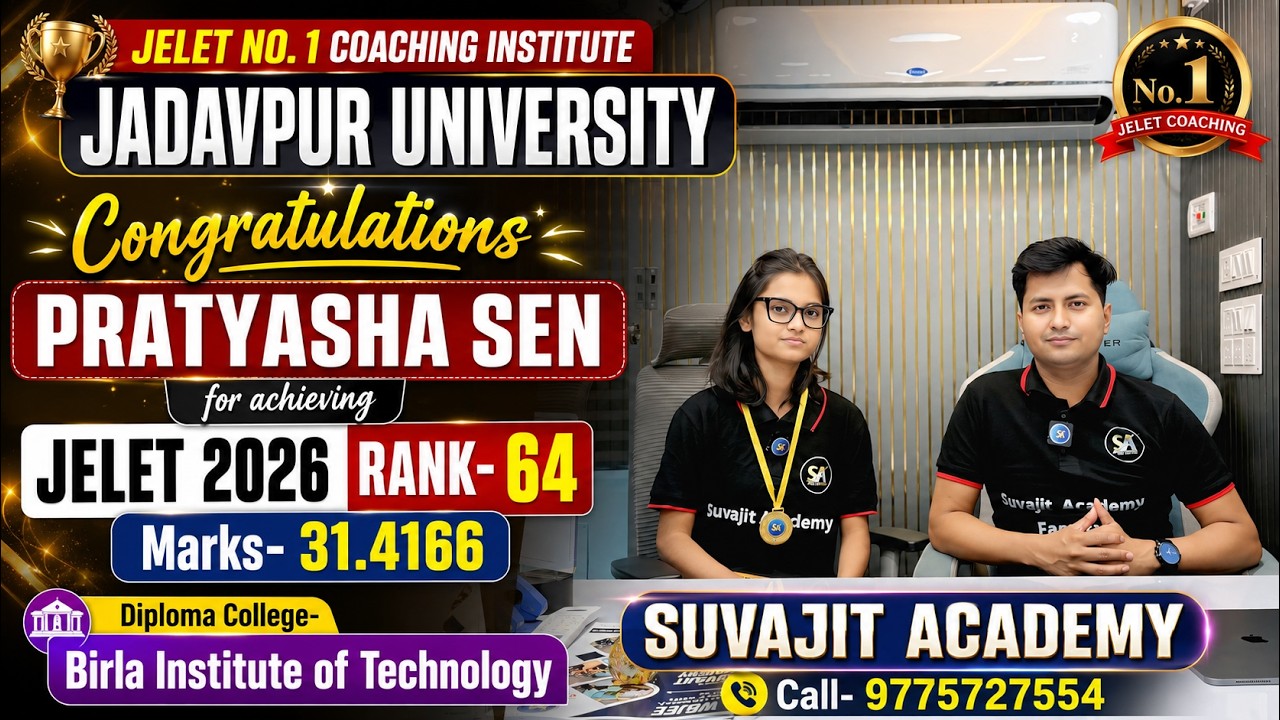 🏆 JELET 2026 Rank 64 Marks 31.4166 | Congratulations Pratyasha | No.1 JELET Coaching Institute SA