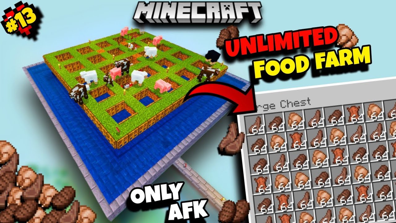 I Made The Best 🍗 FOOD FARM In My Survival World 💯 | Minecraft PE/Bedrock | #13 |
