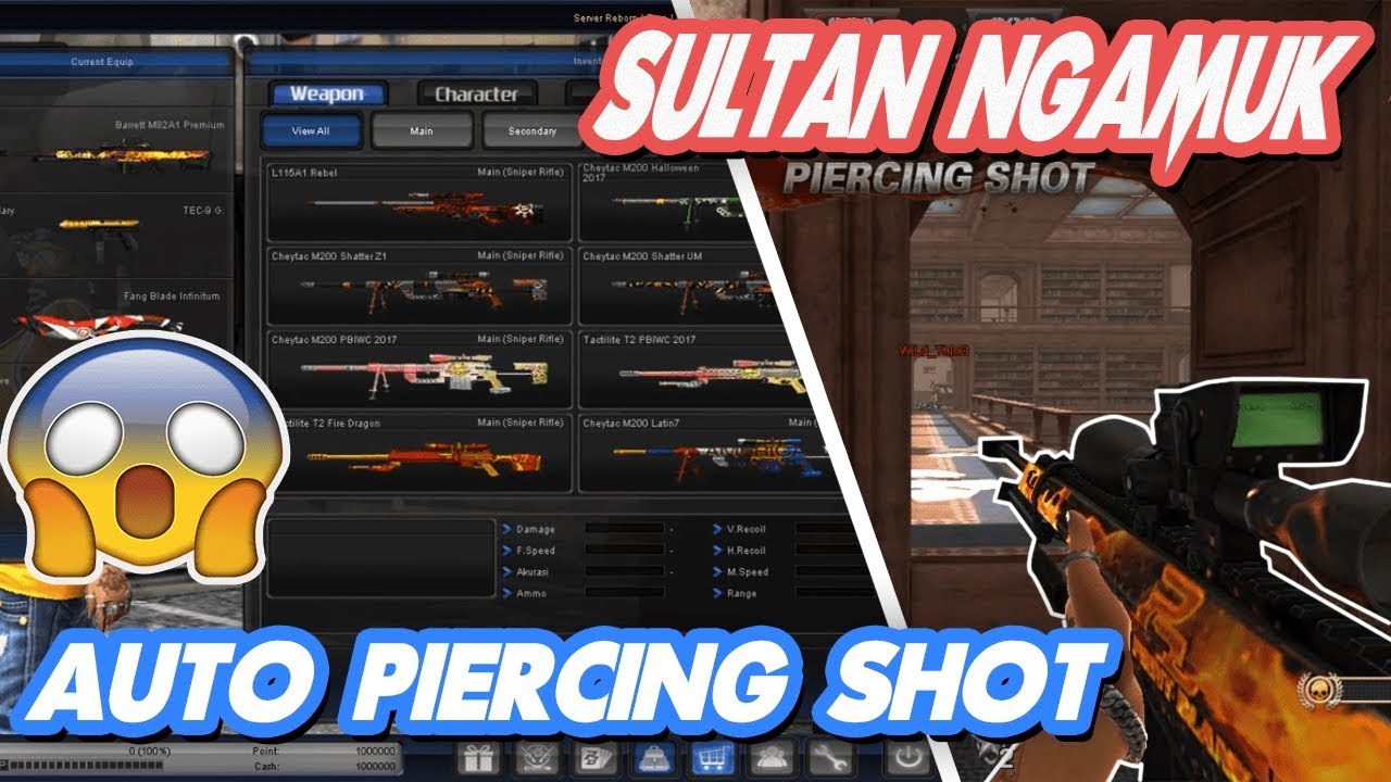 Sultan PB FULLCASH NGAMUK!! AUTO Piercing Shot GAN !! | Point Blank Offline 2018