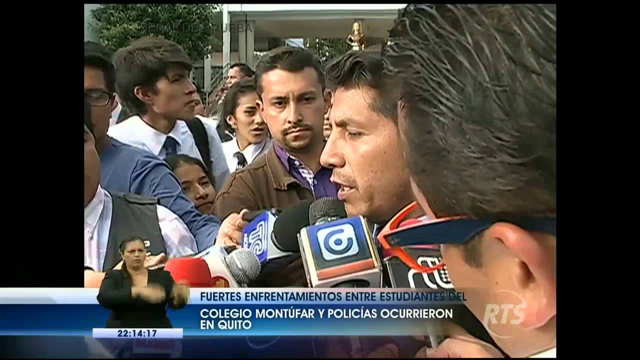 Enfrentamientos entre la policía y estudiantes del colegio Montúfar