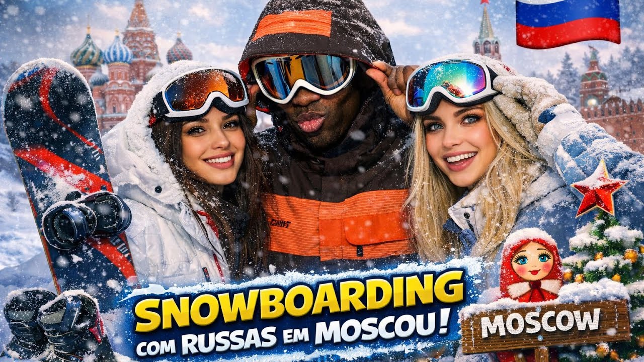 SNOWBOARD EM MOSCOU! ❄️🇷🇺 Aventuras na Neve com Minha Amiga Russa Júlia