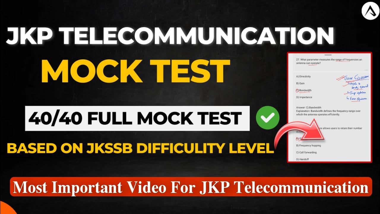 JK Police Constable Telecommunication Mock Test Complete 40 McQs: JKP TELECOMMUNICATION 40 MCQs Set