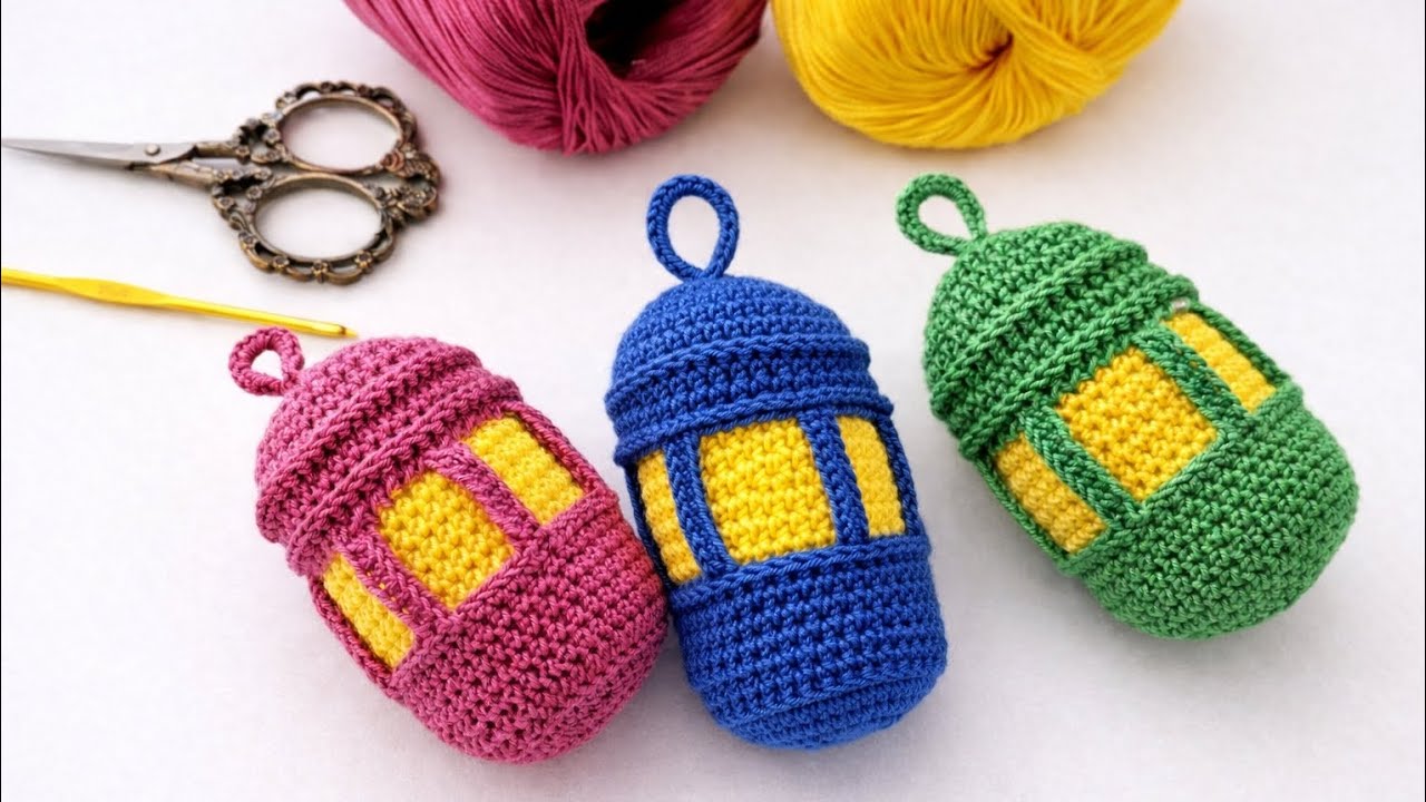 كروشي بلمسة رمضانية مع سمسومة 🌙كروشيه فانوس #رمضان_يجمعنا  | Crochet Ramadan Lantern (Easy DIY)