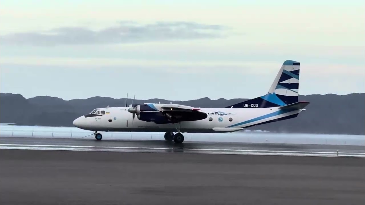VulkanAir UR-CDQ Antonov AN26-B landing in Nuuk Airport 04-10-2025