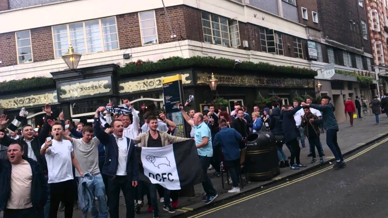 Derby fans in Covent Garden