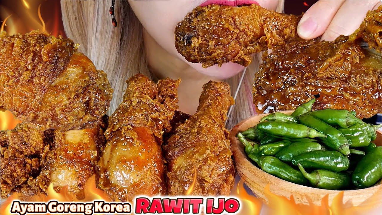 ASMR MUKBANG 🍗😋AYAM GORENG PEDAS KOREA PAKE LALAPAN RAWIT IJO🔥SPICY KOREAN FRIED CHICKEN