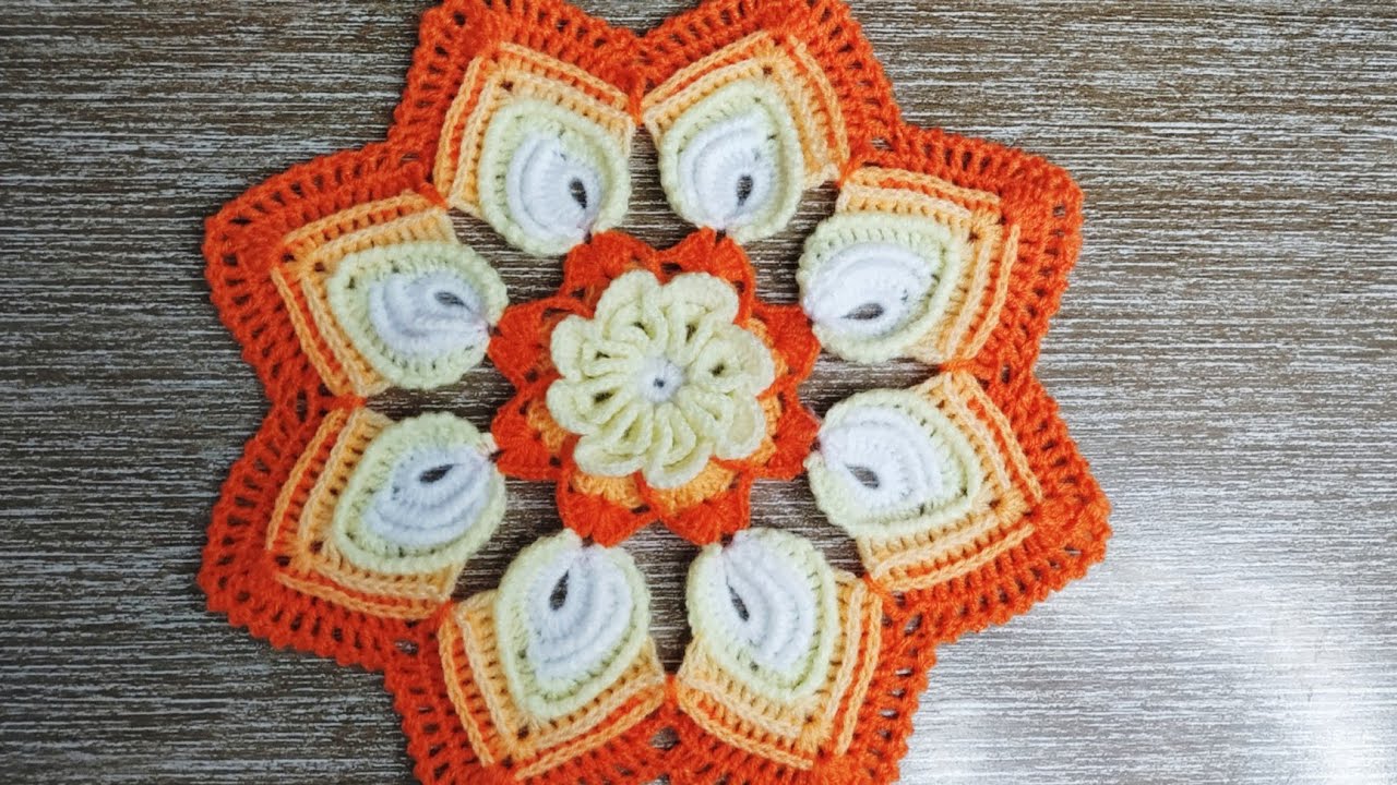 tapete a crochet | centro de tapete fácil paso a paso (Modelo N°3)