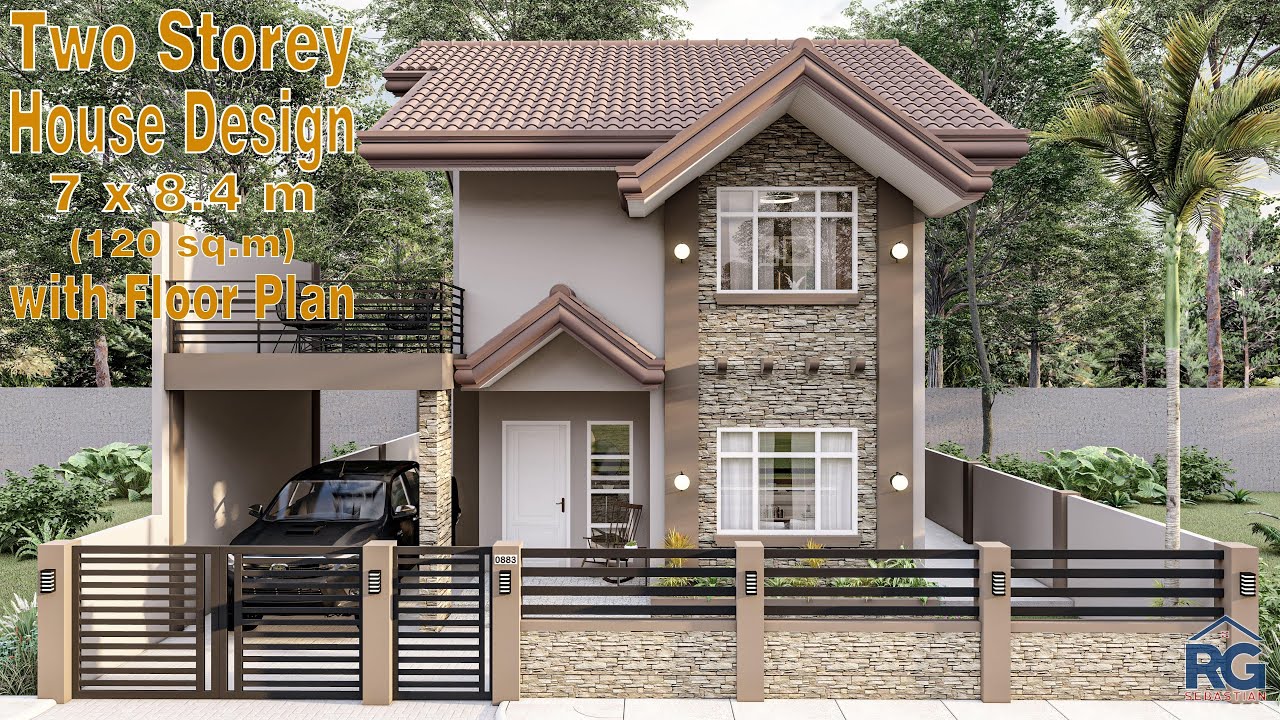 4 Bedroom -Two Storey House Design 7.0m x 8.4m (120 sq.m) with Floor Plan (small house design)
