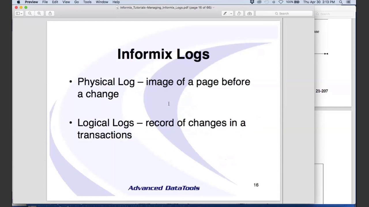 Informix Tutorial - Managing Informix Logs by Lester Knutsen