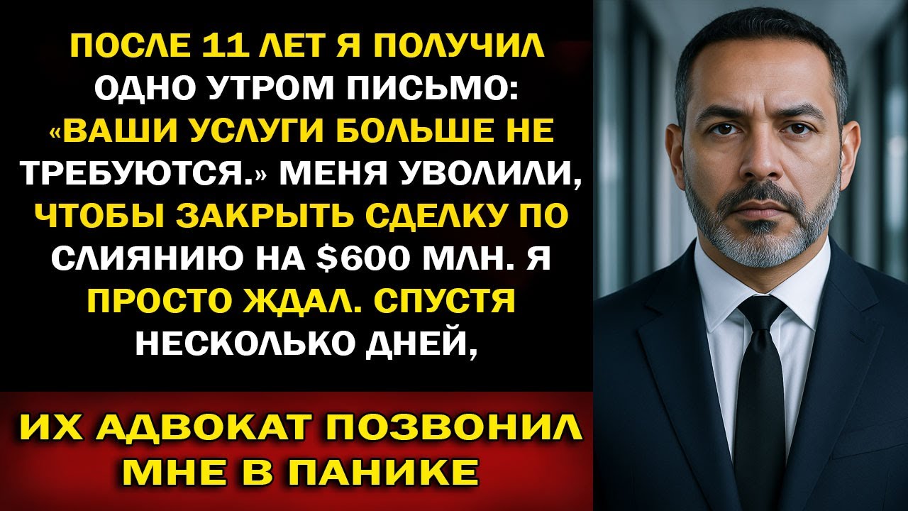 После 11 лет меня уволили по email ради сделки на $600 млн — я обрушил её одной строкой закона