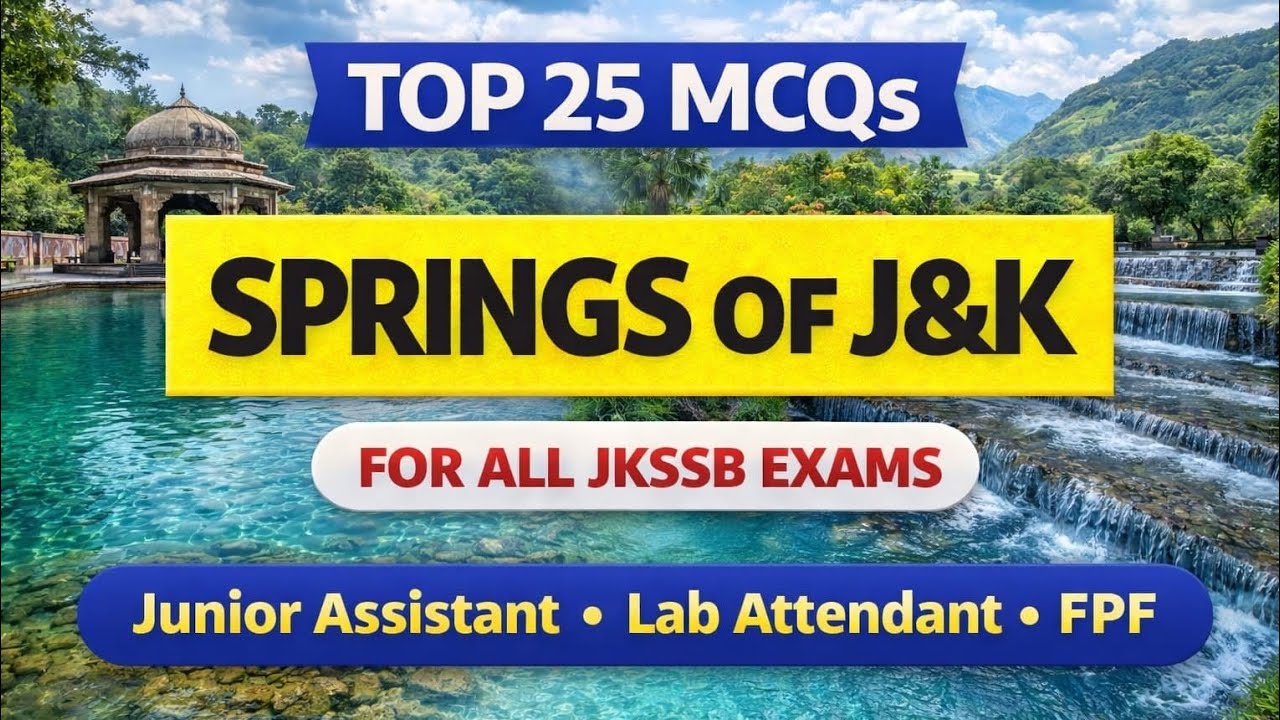 Springs of J&K | Top 25 Mcqs | GK of J&K | For All JKSSB Exams