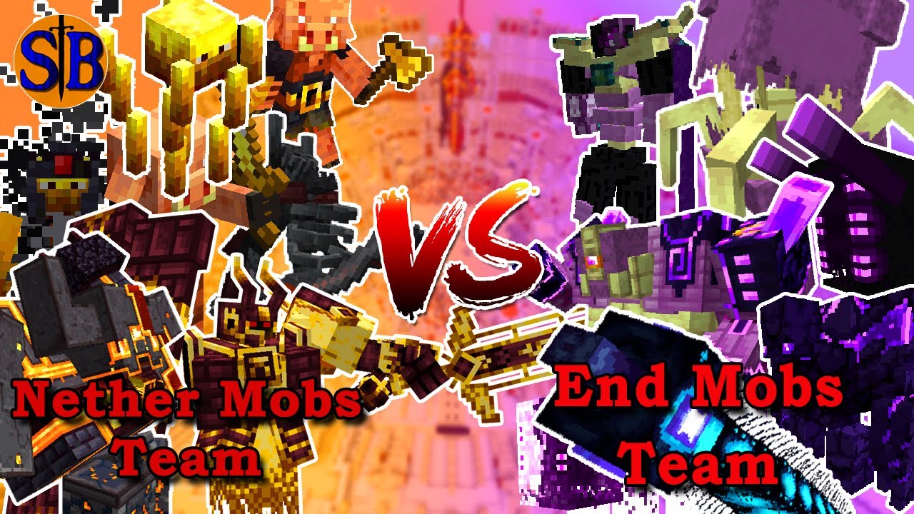 Nether Mobs Team vs End Mobs Team | 1.19 Version | Minecraft Mob Battle