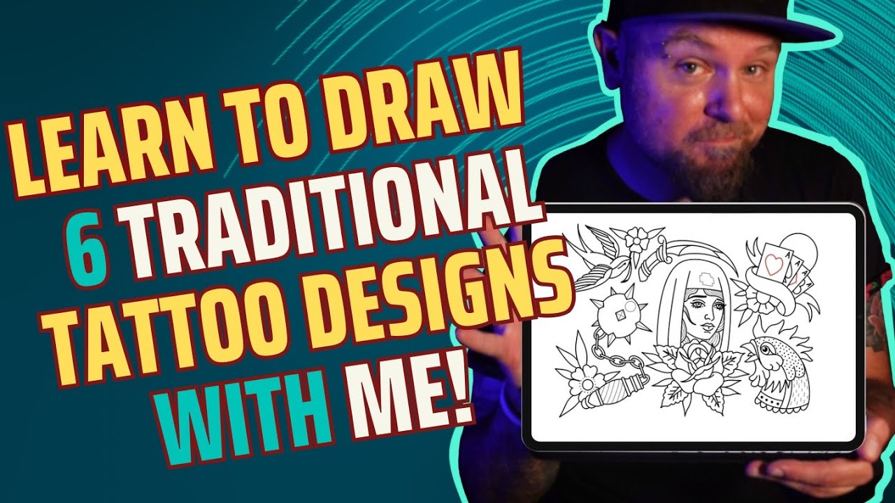 Learn to Draw 6 Traditional Tattoo Designs with Me | Watch & Draw Along