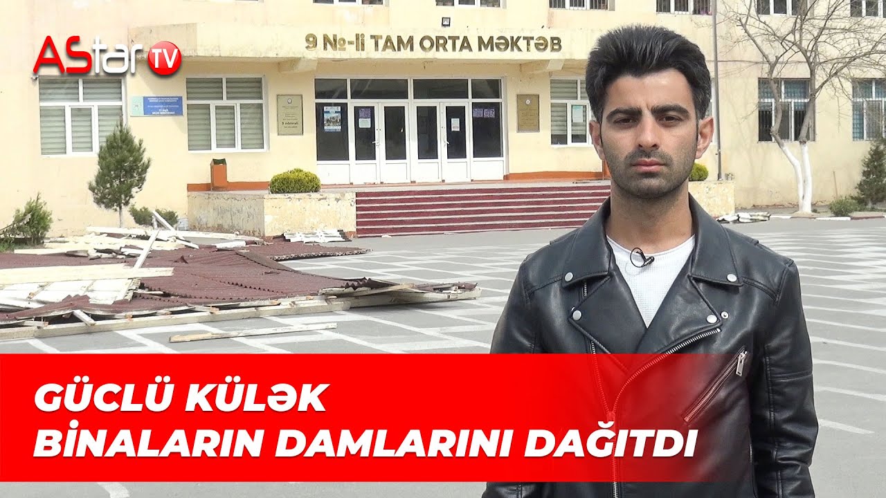 Güclü külək binaların damlarını dağıtdı