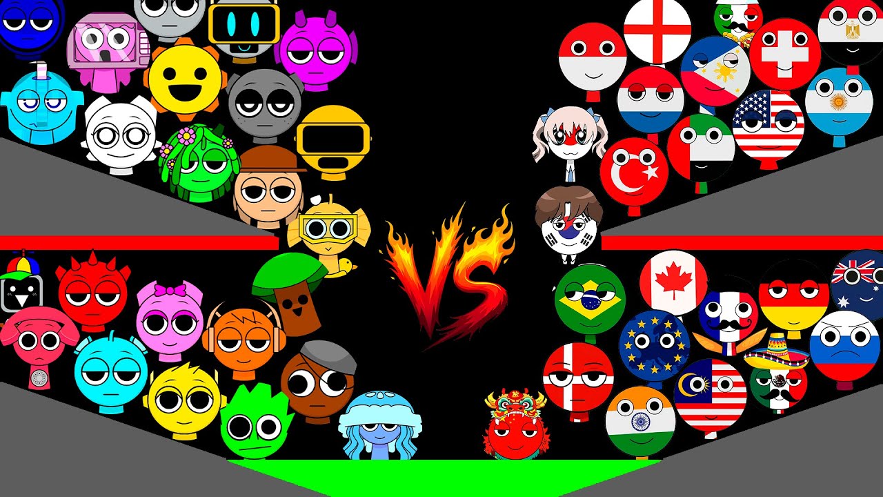 SPRUNKI vs COUNTRIES SPRUNKI Marble Race Tournament in Algodoo! Who Will WIn? Countryballs Marbles