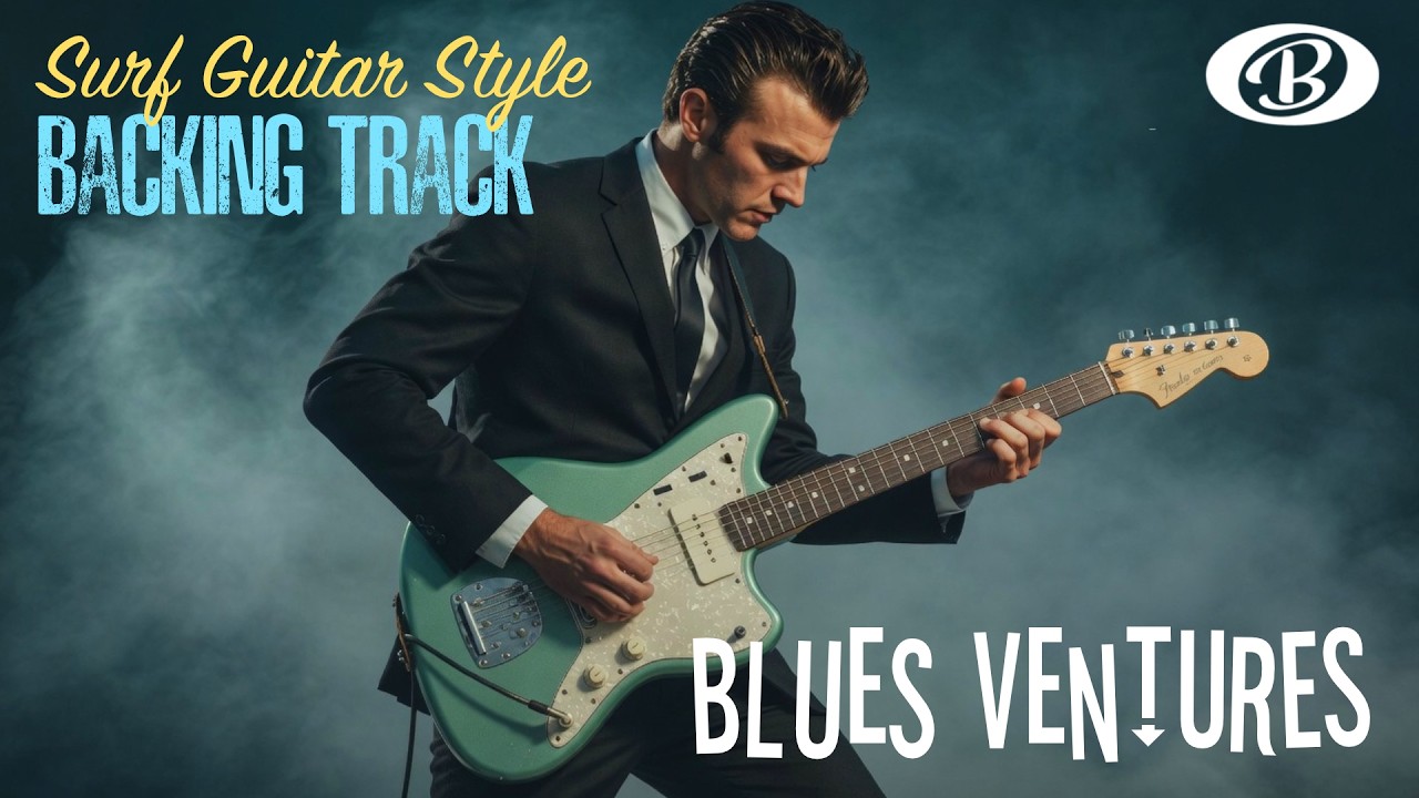 Blues Ventures backing track in A minor | 1960's style teen-beat surf guitar 12-bar!