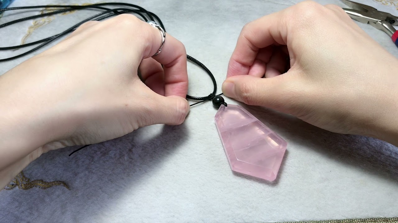 How to Make a Pendant Necklace with Rope | Rose Quartz Crystals | No Talking