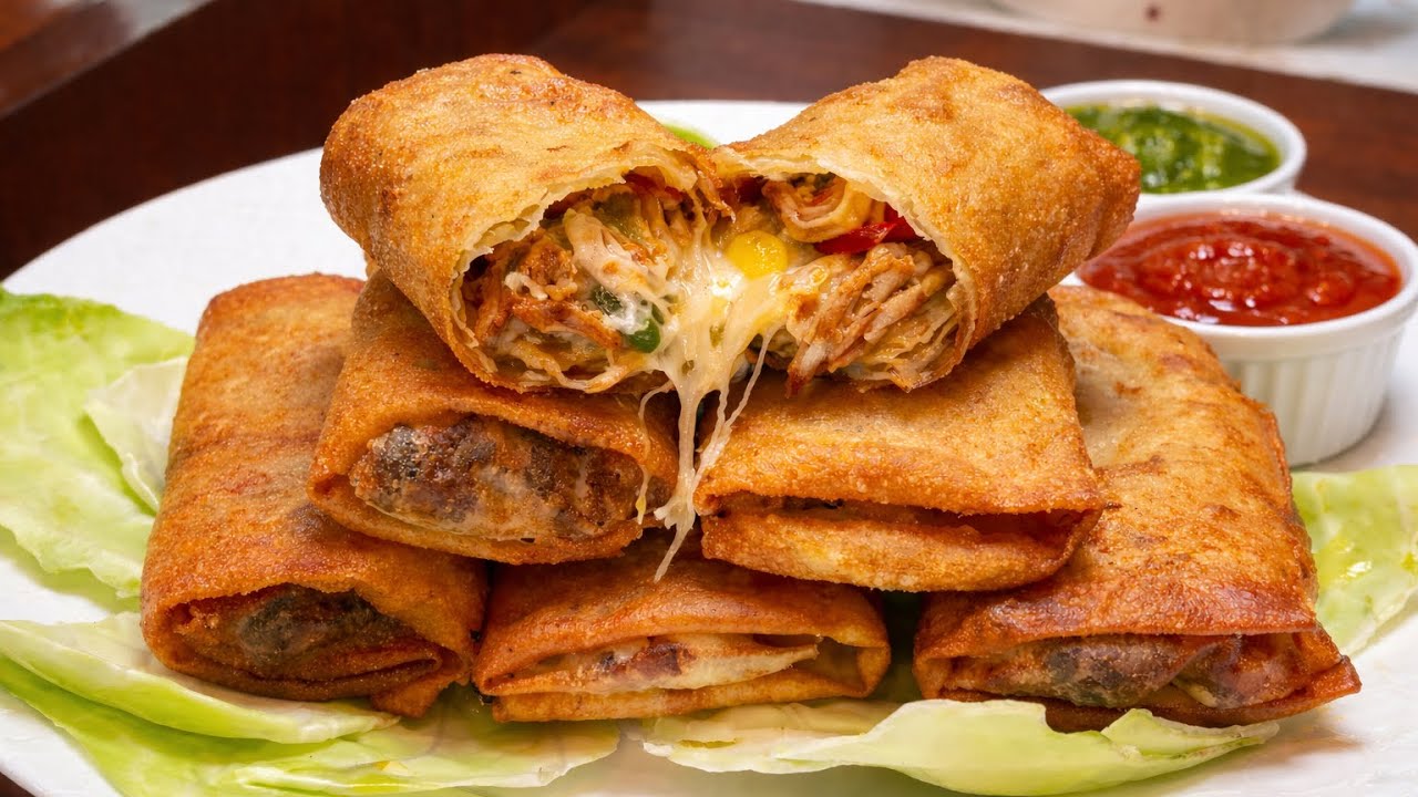 🌙 ✨ Ramzan Special Crispy cheese Chicken Spring Rolls | Crispy Outside, Juicy Inside | iftar recipe 