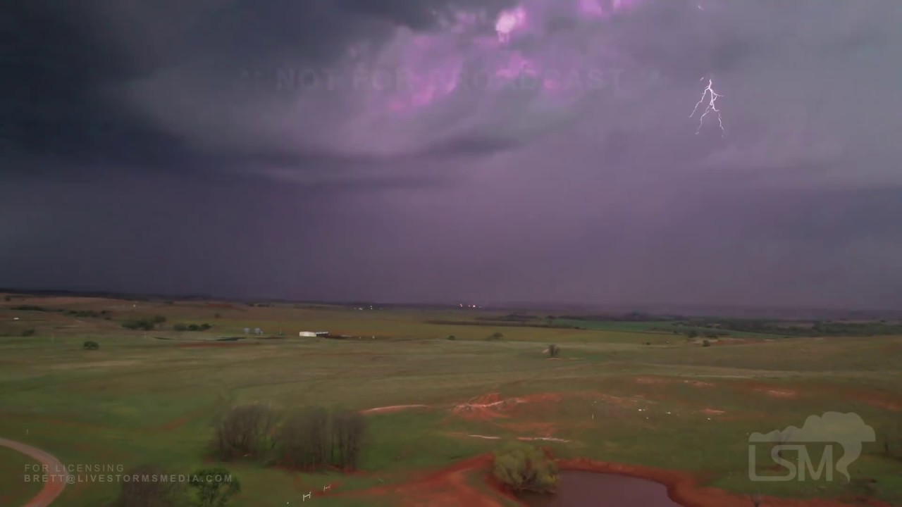 4-21-20 Elk City, OK Destructive Hail Storm Baseball Hail Pummels Town - Great Drone of Supercell