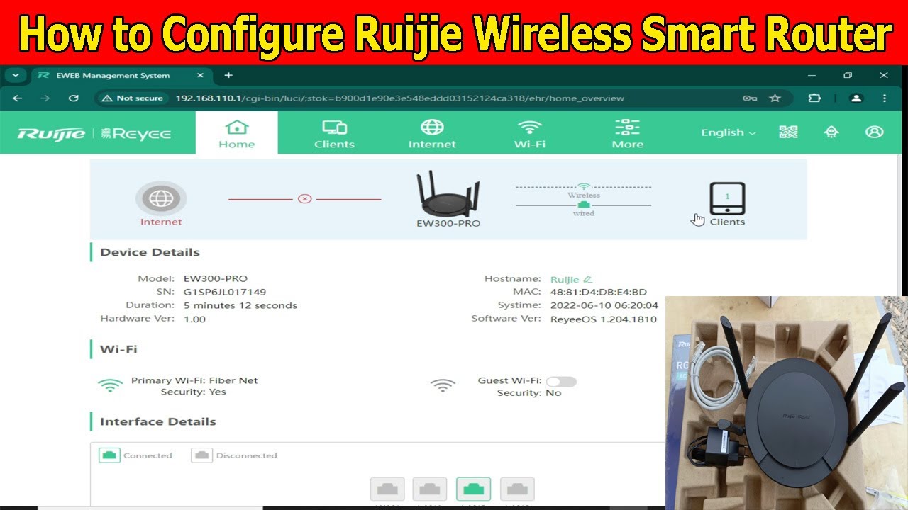 Ruijie Wireless Smart Router Configuration | Reyee RG-EW300Pro Router Mode Setting Configuration