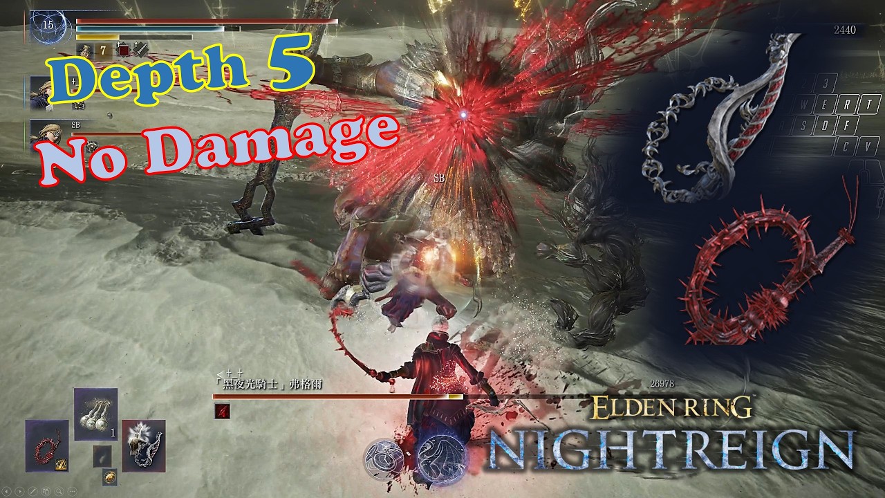 Ruins-Arcane Dual Whip Build Duchess No Damage vs Depth 5 Fulghor, Champion of Nightglow