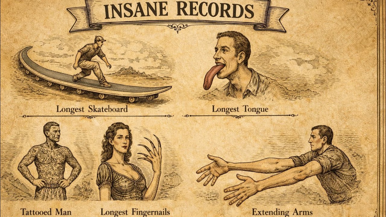 INSANE WORLD RECORDS Illustrated in Vintage Scientific Style