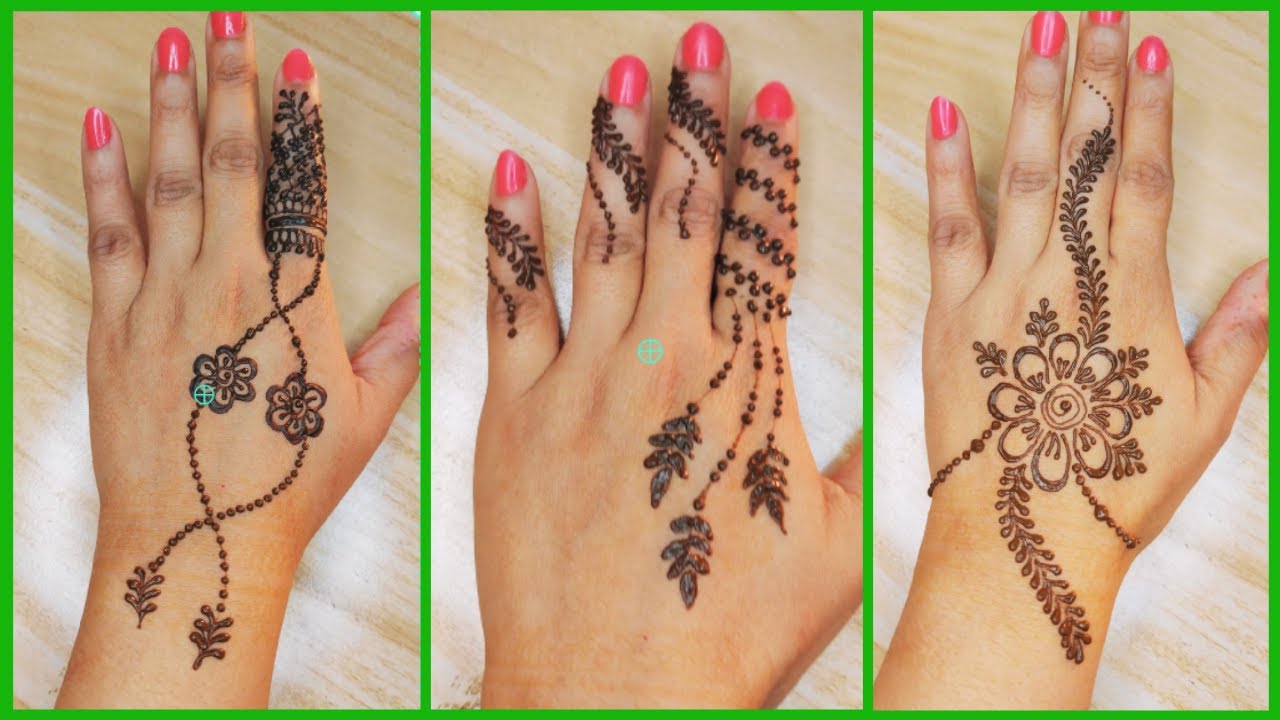 Simple backhand mehndi design, easy henna design for beginners #henna #mehndi 