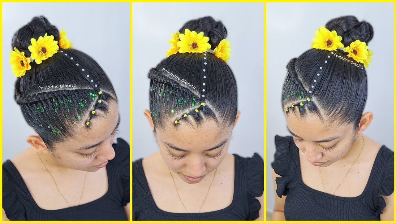Peinado con trenzas 😍✨ | idea de peinado con cabello recogido 💛🎀