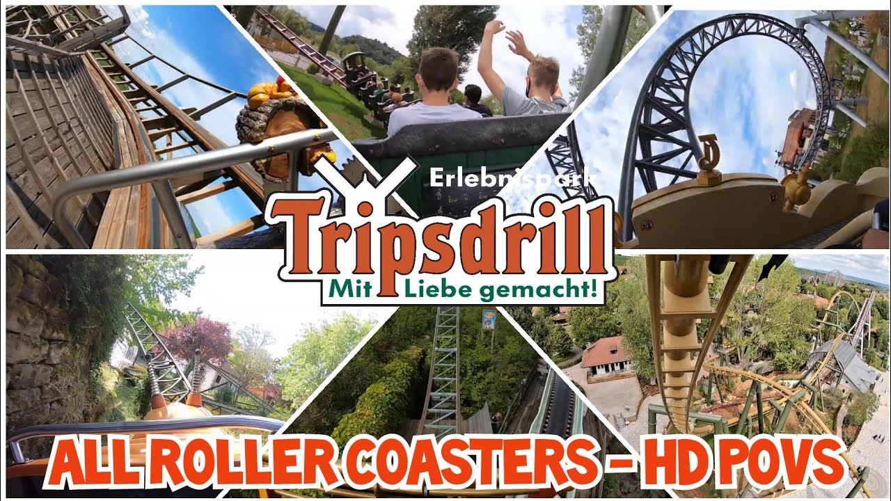 Erlebnispark Tripsdrill - All Roller Coasters HD On-Ride POVs
